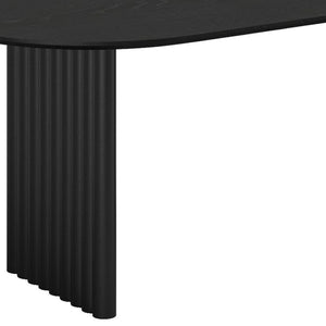 HomeRoots 79" Oval Natural Solid Wood Dining Table with Mirrored Double Pedestal for Modern Living Spaces 712146