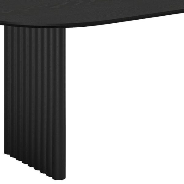 HomeRoots 79" Oval Natural Solid Wood Dining Table with Mirrored Double Pedestal for Modern Living Spaces 712146