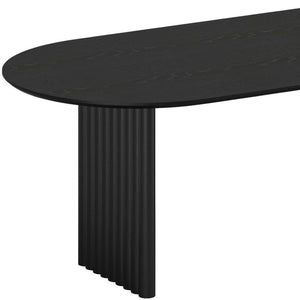HomeRoots 79" Oval Natural Solid Wood Dining Table with Mirrored Double Pedestal for Modern Living Spaces 712146