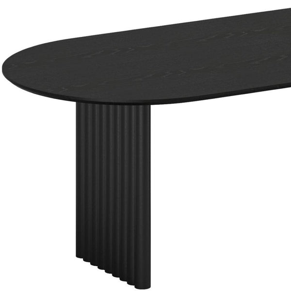 HomeRoots 79" Oval Natural Solid Wood Dining Table with Mirrored Double Pedestal for Modern Living Spaces 712146