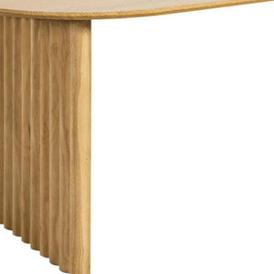 HomeRoots 59" Natural Solid Wood Round Dining Table with Elegant Mirrored Double Pedestal Base for Gatherings 712147