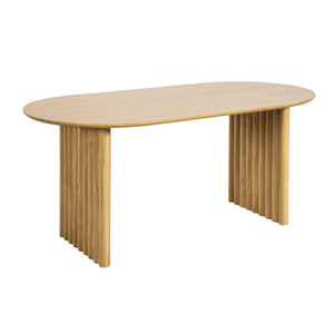 HomeRoots 59" Natural Solid Wood Round Dining Table with Elegant Mirrored Double Pedestal Base for Gatherings 712147