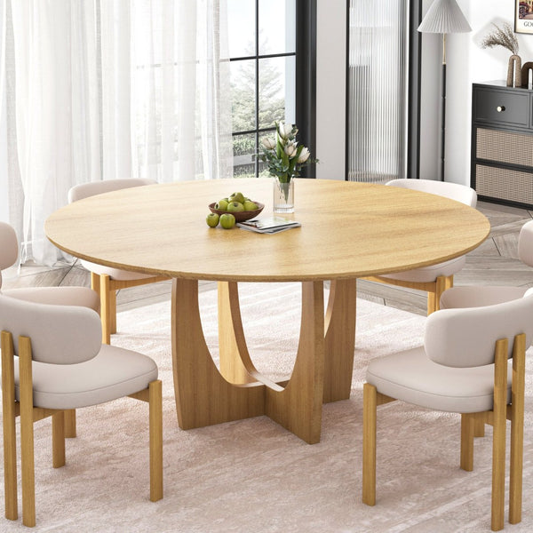 HomeRoots 45" Black Solid Wood Round Dining Table with Mirrored Double Pedestal Base for Elegant Dining Experience 712148