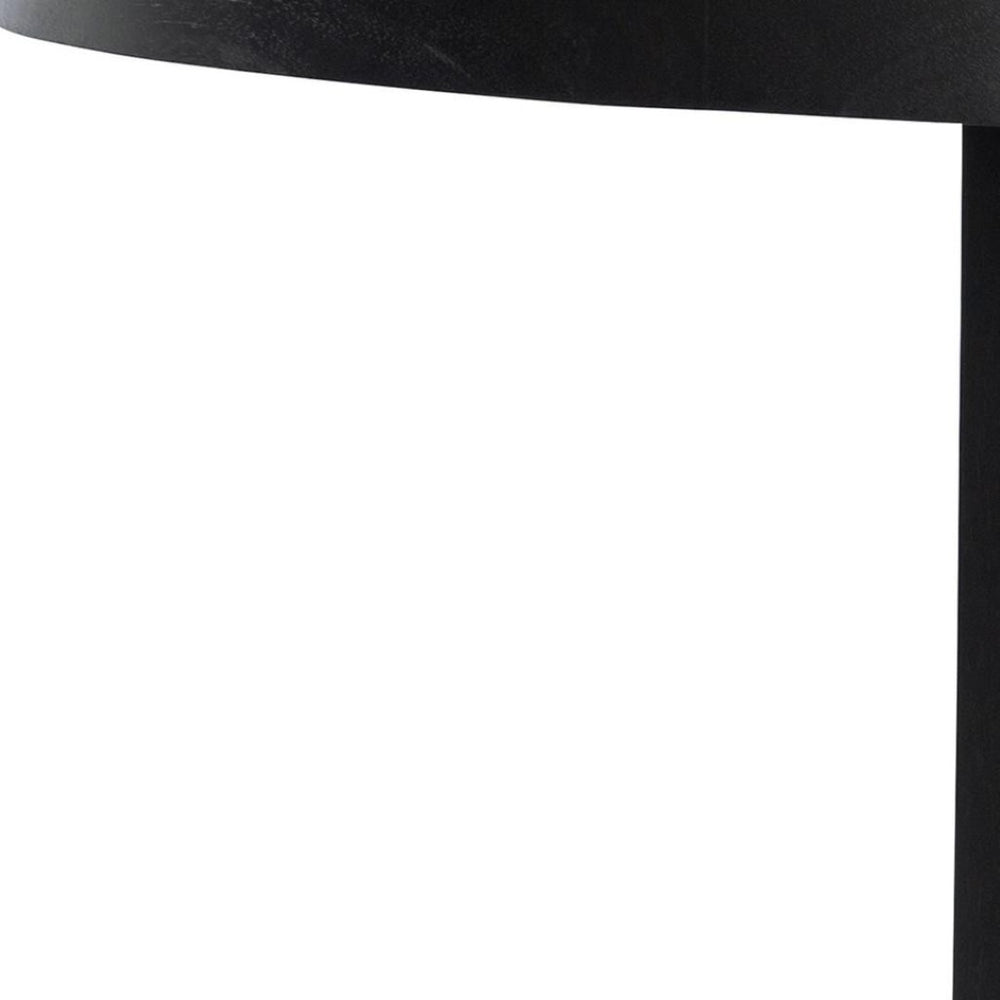 HomeRoots 52" Black Solid Wood Round Dining Table with Elegant Double Pedestal Base for Timeless Style & Durability 712149