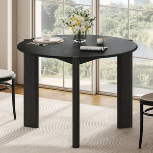 HomeRoots 42" Natural Solid Wood Round Dining Table with Mirrored Double Pedestal Base for Elegant Gatherings 712152