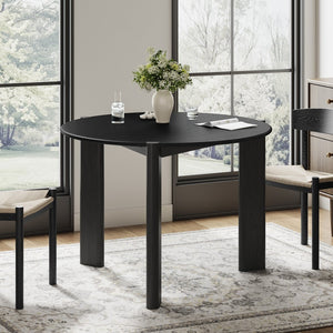 HomeRoots 42" Natural Solid Wood Round Dining Table with Mirrored Double Pedestal Base for Elegant Gatherings 712152