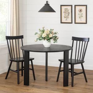 HomeRoots 42" Natural Solid Wood Round Dining Table with Mirrored Double Pedestal Base for Elegant Gatherings 712152
