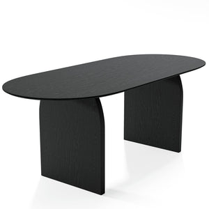 HomeRoots 79" Elegant Oval Solid Wood Dining Table with Mirrored Double Pedestal Base for Stylish Gatherings 712154