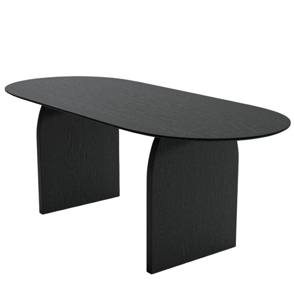 HomeRoots 79" Elegant Oval Solid Wood Dining Table with Mirrored Double Pedestal Base for Stylish Gatherings 712154