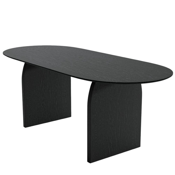 HomeRoots 79" Elegant Oval Solid Wood Dining Table with Mirrored Double Pedestal Base for Stylish Gatherings 712154