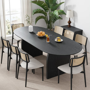 HomeRoots 79" Elegant Oval Solid Wood Dining Table with Mirrored Double Pedestal Base for Stylish Gatherings 712154