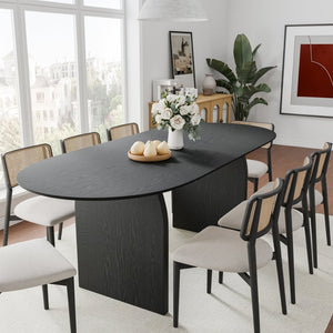HomeRoots 79" Elegant Oval Solid Wood Dining Table with Mirrored Double Pedestal Base for Stylish Gatherings 712154