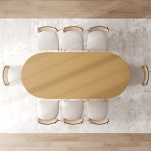 HomeRoots 67" Natural Solid Oak Oval Dining Table with Mirrored Double Pedestal Base - Elegant & Versatile Design 712155