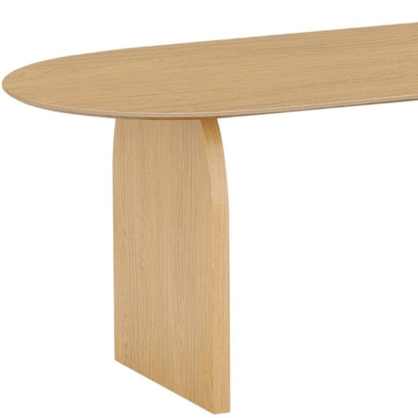 HomeRoots 67" Natural Solid Oak Oval Dining Table with Mirrored Double Pedestal Base - Elegant & Versatile Design 712155