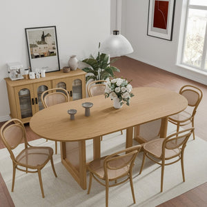HomeRoots 67" Black Solid Oak Oval Dining Table - Elegant Double Pedestal Design for Dining & Entertaining 712156