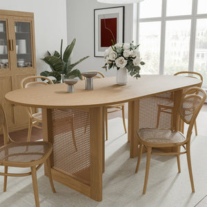 HomeRoots 67" Black Solid Oak Oval Dining Table - Elegant Double Pedestal Design for Dining & Entertaining 712156