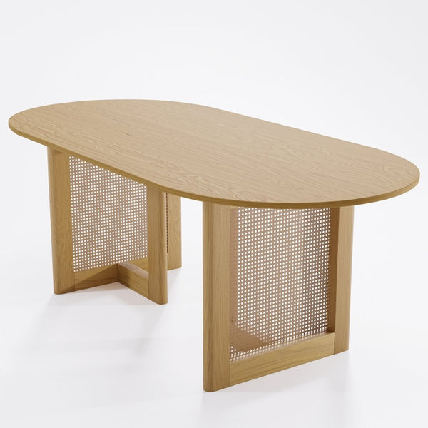 HomeRoots 67" Black Solid Oak Oval Dining Table - Elegant Double Pedestal Design for Dining & Entertaining 712156