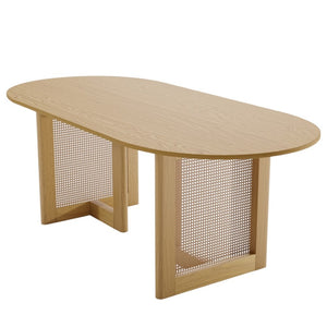 HomeRoots 67" Black Solid Oak Oval Dining Table - Elegant Double Pedestal Design for Dining & Entertaining 712156