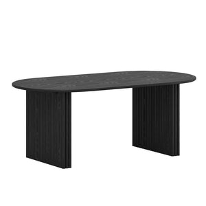HomeRoots 67" Natural Solid Wood Oval Dining Table with Mirrored Double Pedestal Base - Seats 6, Durable Style 712157