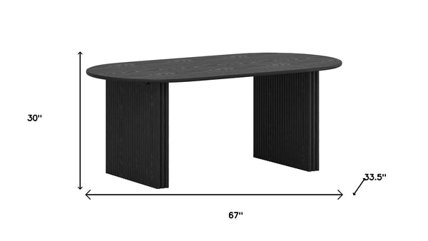 HomeRoots 67" Natural Solid Wood Oval Dining Table with Mirrored Double Pedestal Base - Seats 6, Durable Style 712157