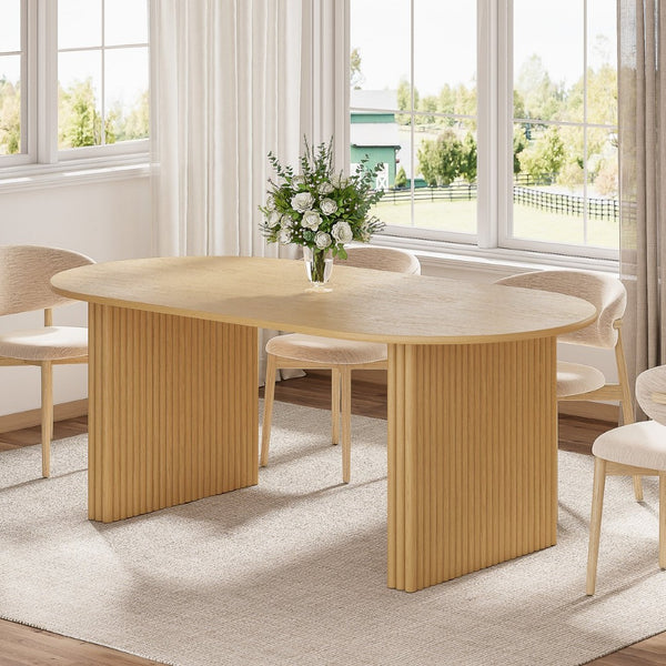 HomeRoots 67" Black Solid Wood Oval Dining Table with Mirrored Double Pedestal Base for Elegant Dining Spaces 712158