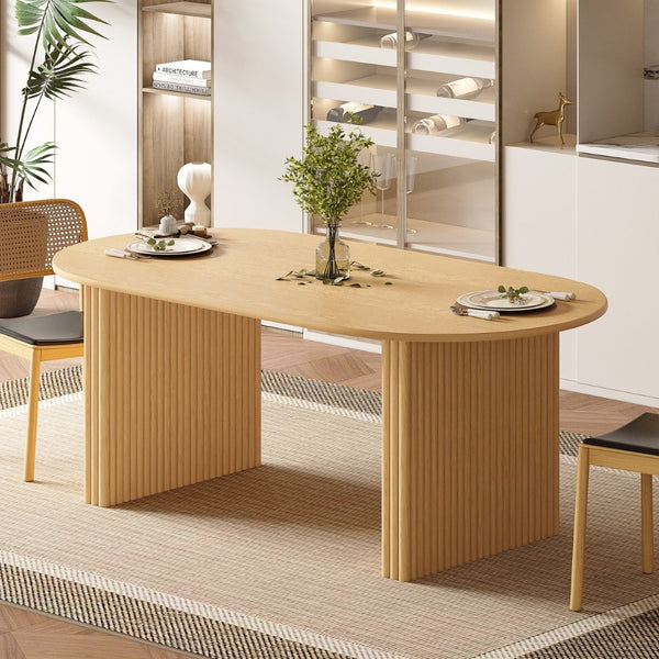 HomeRoots 67" Black Solid Wood Oval Dining Table with Mirrored Double Pedestal Base for Elegant Dining Spaces 712158