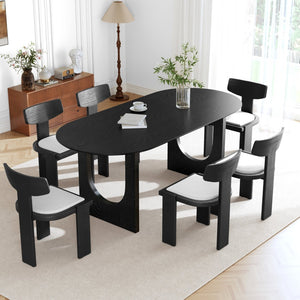 HomeRoots 67" Black Solid Wood Oval Dining Table with Mirrored Pedestal Base – Elegant, Durable & Versatile 712159