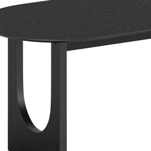 HomeRoots 67" Black Solid Wood Oval Dining Table with Mirrored Pedestal Base – Elegant, Durable & Versatile 712159