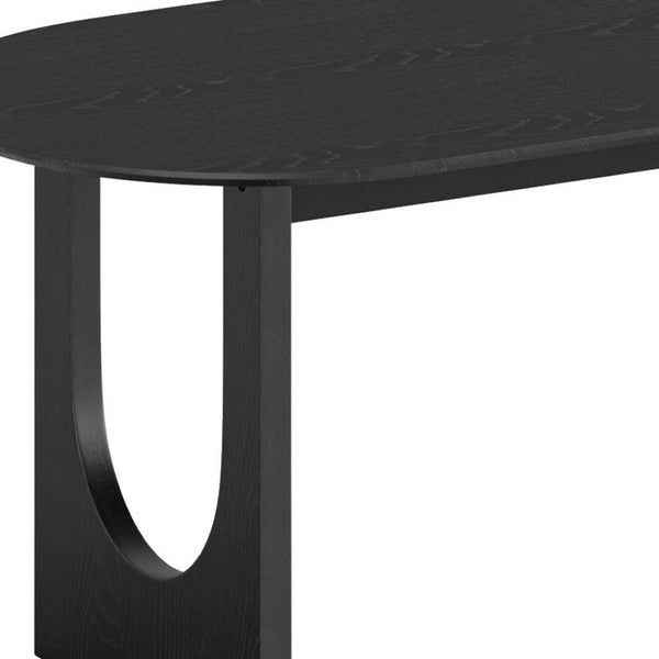 HomeRoots 67" Black Solid Wood Oval Dining Table with Mirrored Pedestal Base – Elegant, Durable & Versatile 712159