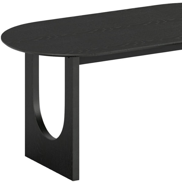 HomeRoots 67" Black Solid Wood Oval Dining Table with Mirrored Pedestal Base – Elegant, Durable & Versatile 712159