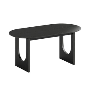 HomeRoots 67" Black Solid Wood Oval Dining Table with Mirrored Pedestal Base – Elegant, Durable & Versatile 712159