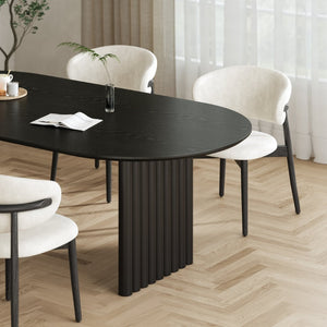 HomeRoots 67" Walnut Solid Wood Oval Dining Table with Mirrored Double Pedestal Base for Elegant Dining Experience 712160