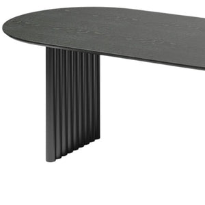 HomeRoots 67" Walnut Solid Wood Oval Dining Table with Mirrored Double Pedestal Base for Elegant Dining Experience 712160