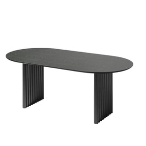 HomeRoots 67" Walnut Solid Wood Oval Dining Table with Mirrored Double Pedestal Base for Elegant Dining Experience 712160