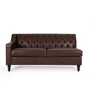 English Elm Sectional-3 Curved L-shaped Sofa with Chaise Hardwood Frame Deep Foam Living Room 71216.00DBRN