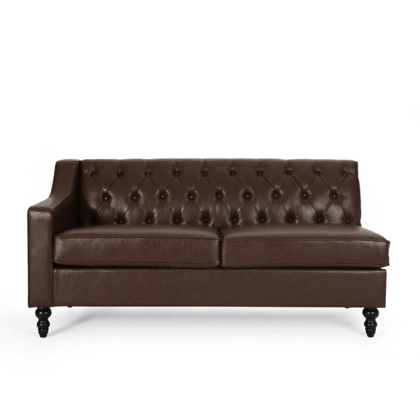 English Elm Sectional-3 Curved L-shaped Sofa with Chaise Hardwood Frame Deep Foam Living Room 71216.00DBRN