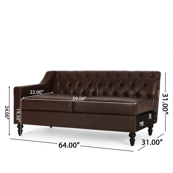 English Elm Sectional-3 Curved L-shaped Sofa with Chaise Hardwood Frame Deep Foam Living Room 71216.00DBRN