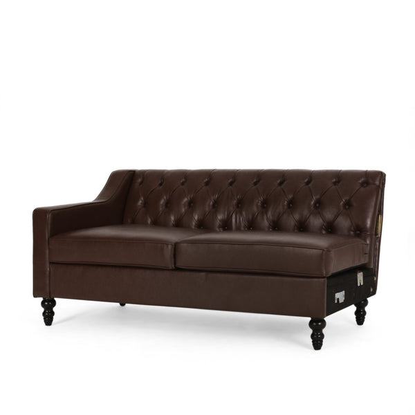 English Elm Sectional-3 Curved L-shaped Sofa with Chaise Hardwood Frame Deep Foam Living Room 71216.00DBRN