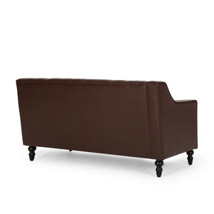 English Elm Sectional-3 Curved L-shaped Sofa with Chaise Hardwood Frame Deep Foam Living Room 71216.00DBRN