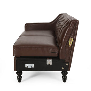 English Elm Sectional-3 Curved L-shaped Sofa with Chaise Hardwood Frame Deep Foam Living Room 71216.00DBRN