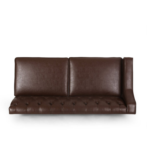 English Elm Sectional-3 Curved L-shaped Sofa with Chaise Hardwood Frame Deep Foam Living Room 71216.00DBRN