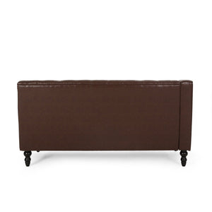 English Elm Sectional-3 Curved L-shaped Sofa with Chaise Hardwood Frame Deep Foam Living Room 71216.00DBRN