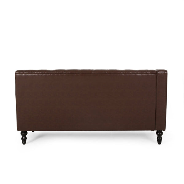English Elm Sectional-3 Curved L-shaped Sofa with Chaise Hardwood Frame Deep Foam Living Room 71216.00DBRN