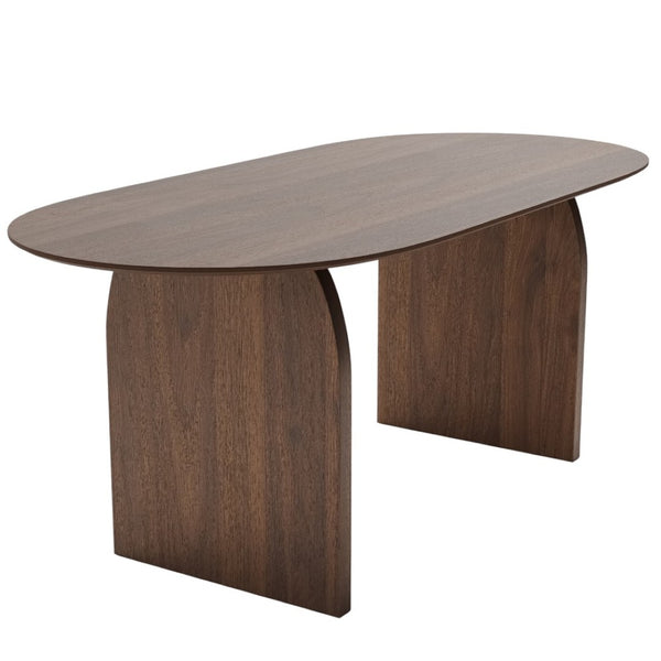 HomeRoots 67" Elegant Black Solid Wood Oval Dining Table with Mirrored Double Pedestal Base for 6 Guests 712161