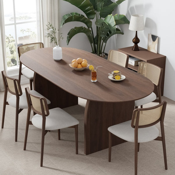 HomeRoots 67" Elegant Black Solid Wood Oval Dining Table with Mirrored Double Pedestal Base for 6 Guests 712161