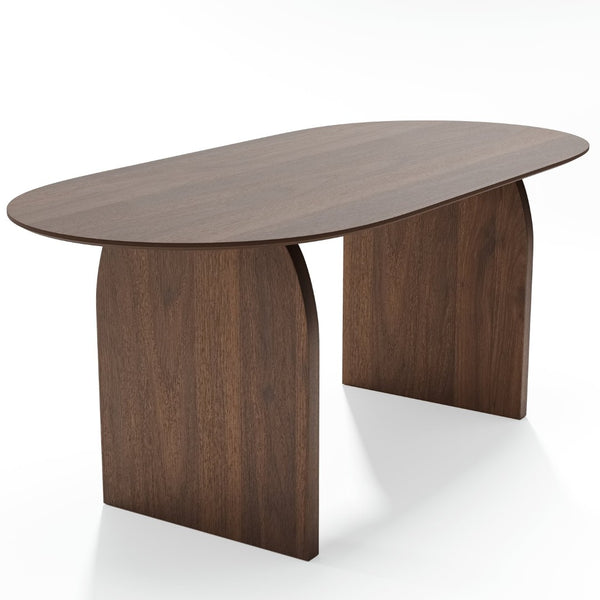 HomeRoots 67" Elegant Black Solid Wood Oval Dining Table with Mirrored Double Pedestal Base for 6 Guests 712161