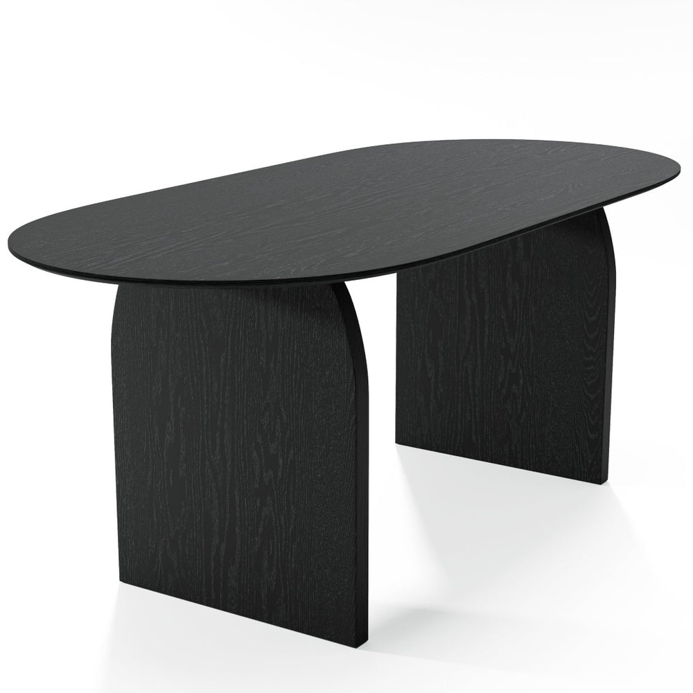 HomeRoots 67" Natural Solid Wood Oval Dining Table with Mirrored Double Pedestal Base for Elegant Gatherings 712162