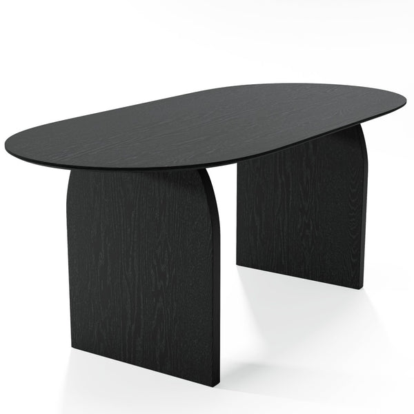HomeRoots 67" Natural Solid Wood Oval Dining Table with Mirrored Double Pedestal Base for Elegant Gatherings 712162