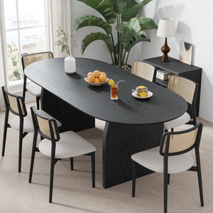 HomeRoots 67" Natural Solid Wood Oval Dining Table with Mirrored Double Pedestal Base for Elegant Gatherings 712162
