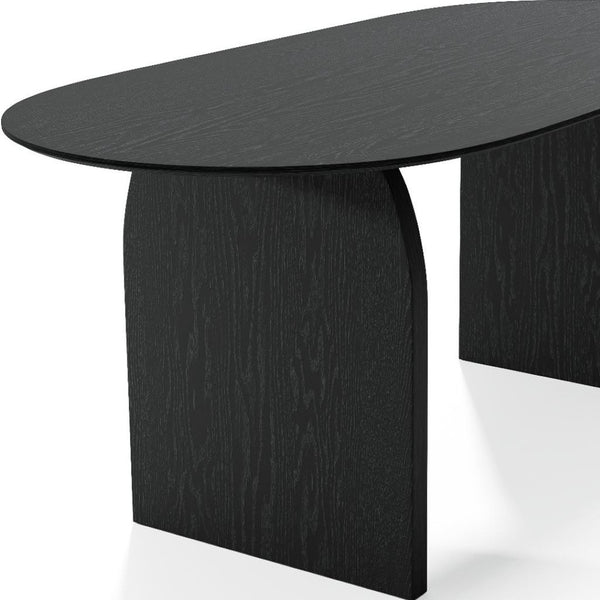 HomeRoots 67" Natural Solid Wood Oval Dining Table with Mirrored Double Pedestal Base for Elegant Gatherings 712162